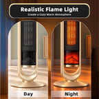 JIOABL Tall Tower Flame Heater with Light | 1500W, 4 Functions, 3s Quick Heat, 2 Heat Settings, Low Noise, Oscillation & Timer