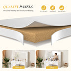 JIOABL Dressing Table with Mirror and Light, Adjustable Brightness Dressing Table with Drawers and Storage Shelves, White