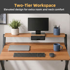 JIOABL No Assembly Folding Desk with Shelf – 2-Tier Compact Space-Saving Laptop Computer Table, Portable Study Workstation for Small Apartment, Dorm, Bedroom & Home Office