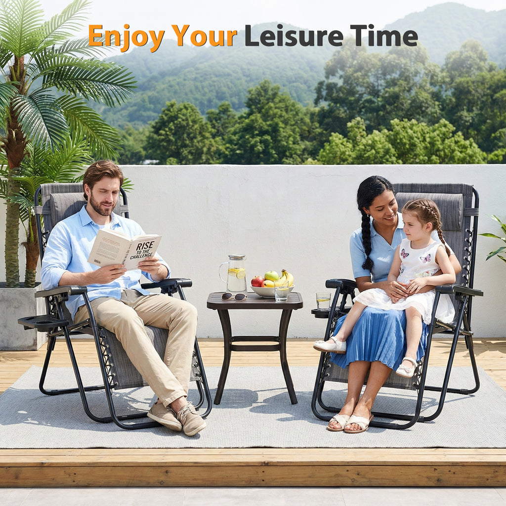 JIOABL 2pcs Adjustable Zero Gravity Chair with Pillow and Cup Holder,Patio Outdoor Foldable Lawn Lounge Chairs, Metal