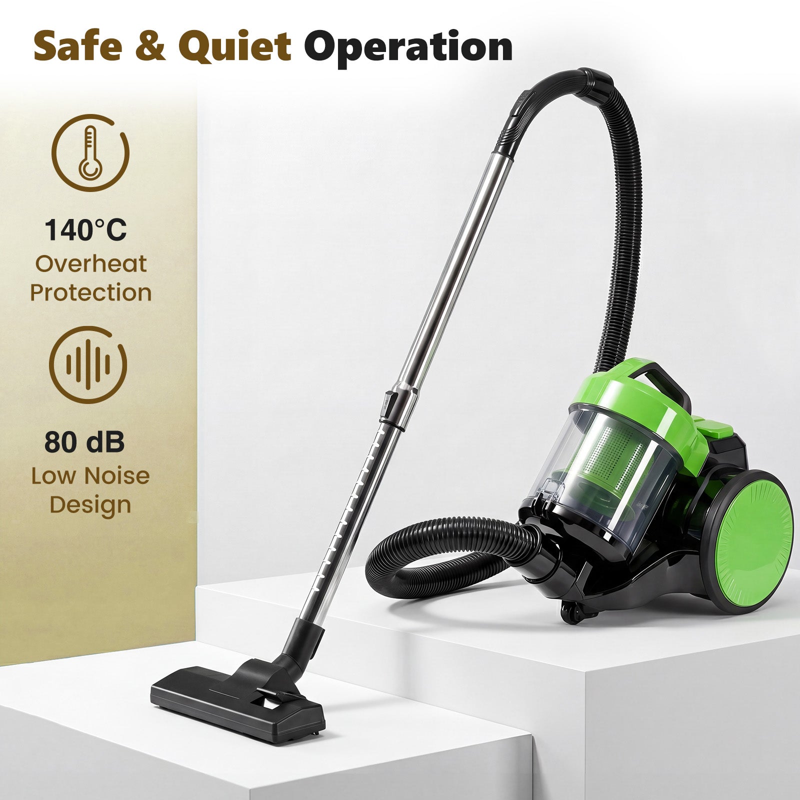 JIOABL Ultra-Convenient Vacuum Cleaner | 16KPA Suction, Auto Retractable Cord, 1.8L Large Dust Cup, Full No-Blind-Spot Cleaning for Floors & Stairs