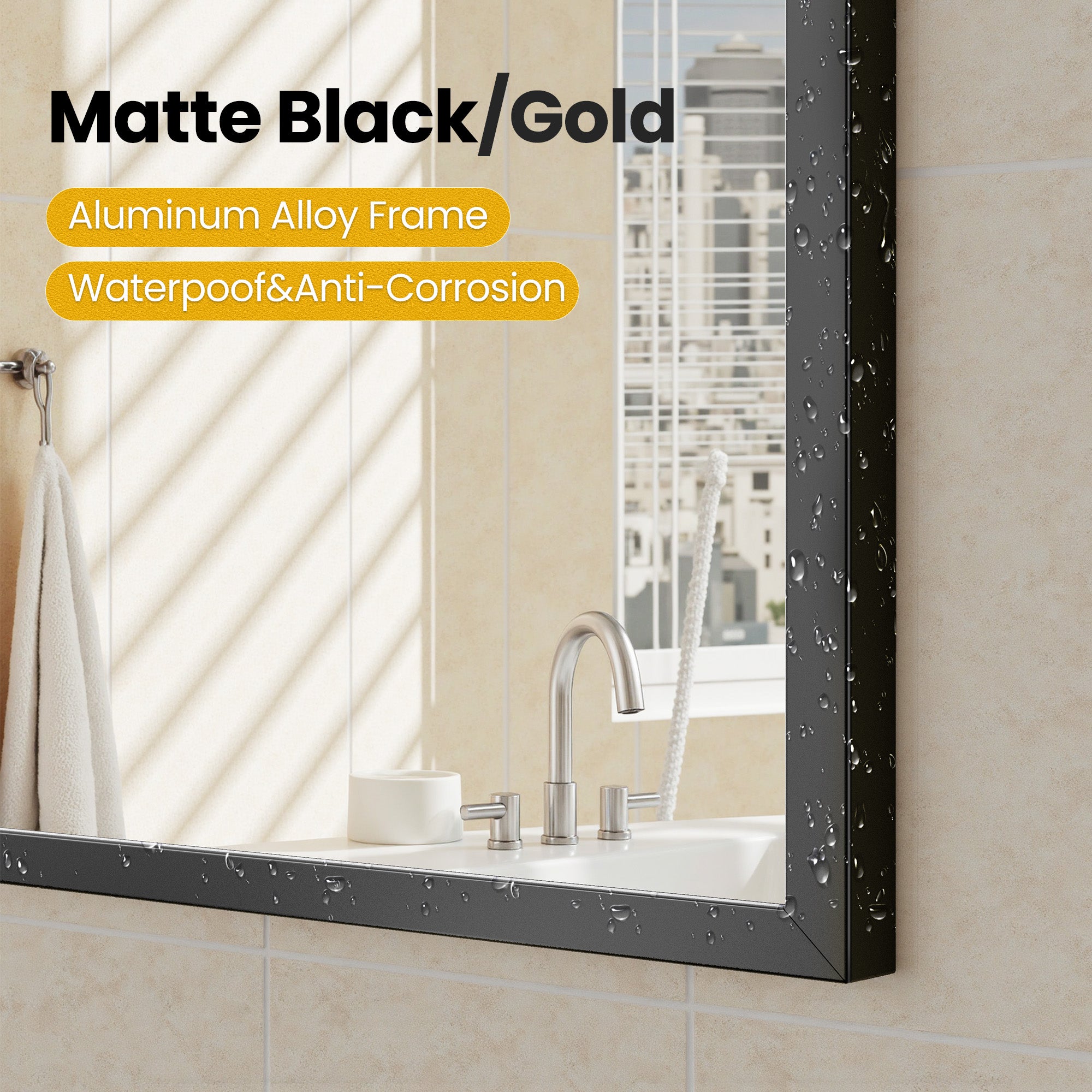 JIOABL Arched Shatterproof Bathroom Mirror, Tempered Glass, 2 Sided Anti-Rust for Vanity Wall Decor,