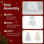 JIOABL Pre-Lit Artificial Christmas Tree, Pre Strung LED Lights, Indoor Xmas Holiday Decor with Metal Stand