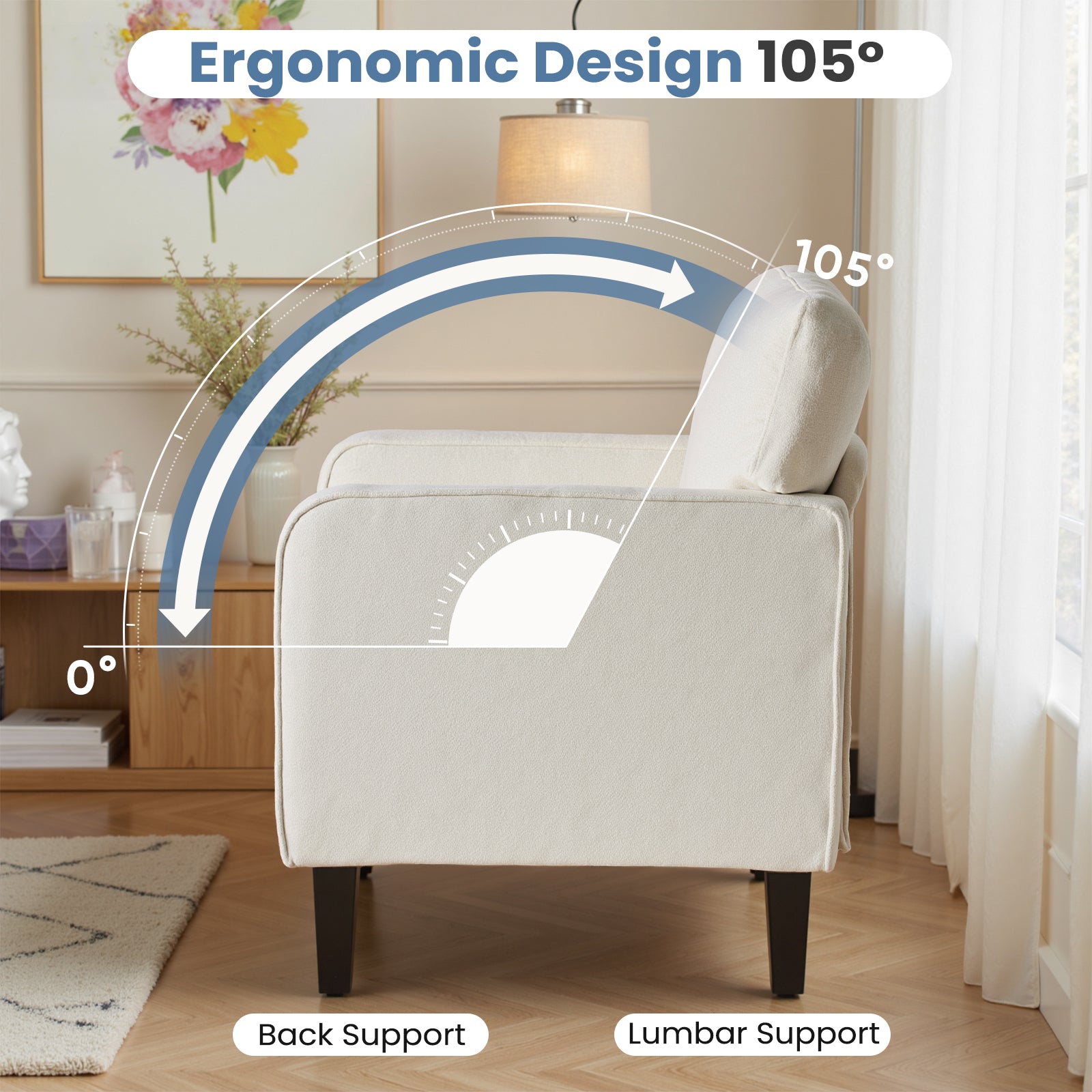 JIOABL Modern Accent Chair with Armrest, Comfortable Lounge Chair for Living Room and Bedroom