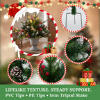 JIOABL Lighted Christmas Urn Filler, 24 in Artificial Pine Branches with 50 Warm White LEDs, 8 Modes and Timer, Indoor Outdoor Decor