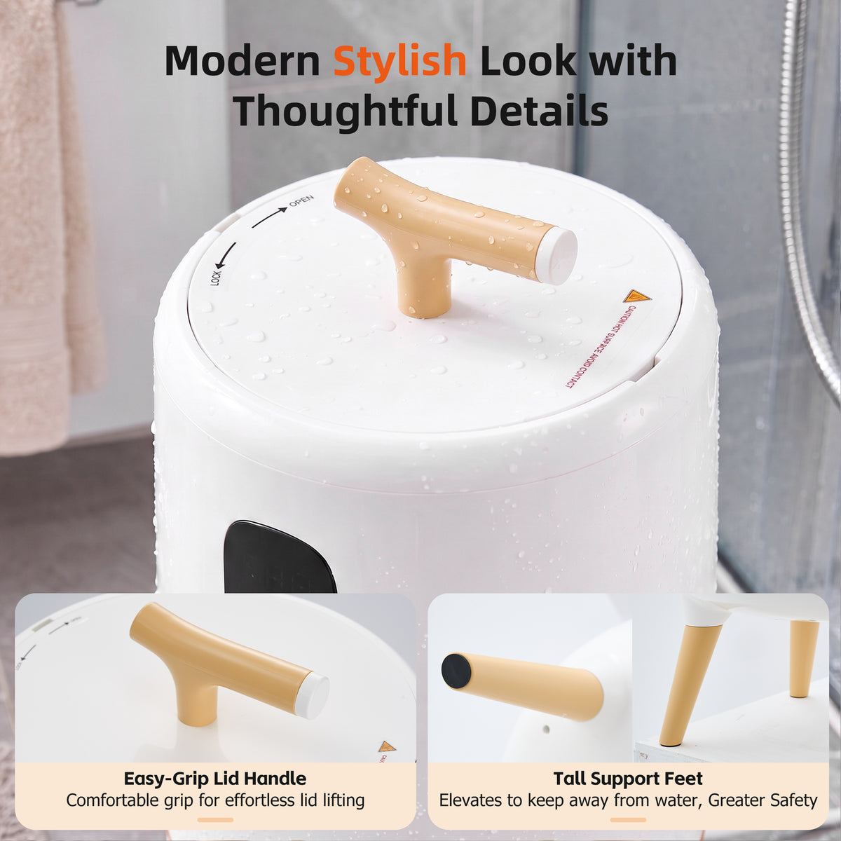 JIOABL 20L High-Leg Round Towel Warmer Bucket | Fits Two 40"x70" Towels, One-Touch, 60 Min Timer, Bluetooth Speaker & Ambient Ligh