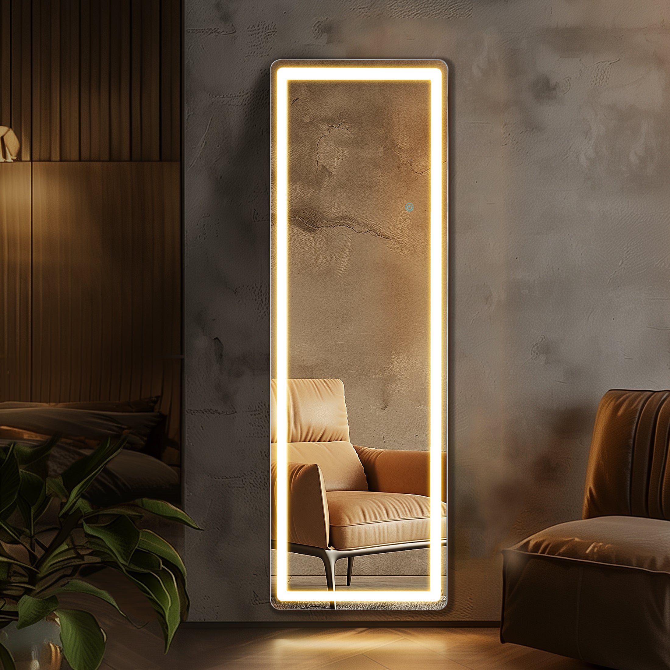 MCQ Arched Full Length Mirror with LED Lights, Lighted Floor Mirror with Stand, 3 Color Lighting For Bedroom Dressing Room Cloakroom, White