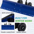 JIOABL 36 inch Snow Pusher with Wheels, Galvanized Steel Snow Plow, Adjustable Blade Angle & Handle for Driveway, Sidewalk & Walkway