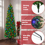 JIOABL Pre-Lit Fraser Fir Pencil Artificial Christmas Tree, Premium Multicolor LED Lights
