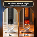 JIOABL Tall Tower Flame Heater with Light | 1500W, 4 Functions, 3s Quick Heat, 2 Heat Settings, Low Noise, Oscillation & Timer