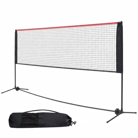 JIOABL Portable Badminton Net Set, 10FT Adjustable Height for Outdoor & Indoor Use, Includes Carry Bag, Easy Setup No Tools Needed, Red-Black