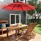 JIOABL 10FT Solar LED Patio Umbrella with Tilt & Vent, 32 LED Lights, 8 Ribs, UV-Resistant & Water-Resistant for Garden, Deck, Patio