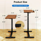 JIOABL Adjustable Overbed Bedside Table with Hidden Wheels for Hospital