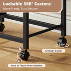 JIOABL Rolling Printer Stand with 2 Fabric Drawers, Storage Shelf, Side Organizer Bag and Lockable Wheels for Home Office