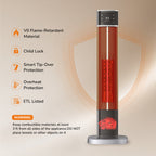 JIOABL Tall Tower Flame Heater | 1500W, 4 Functions, 3s Quick Heat, 2 Heat Settings, Low Noise, Oscillation & Timer