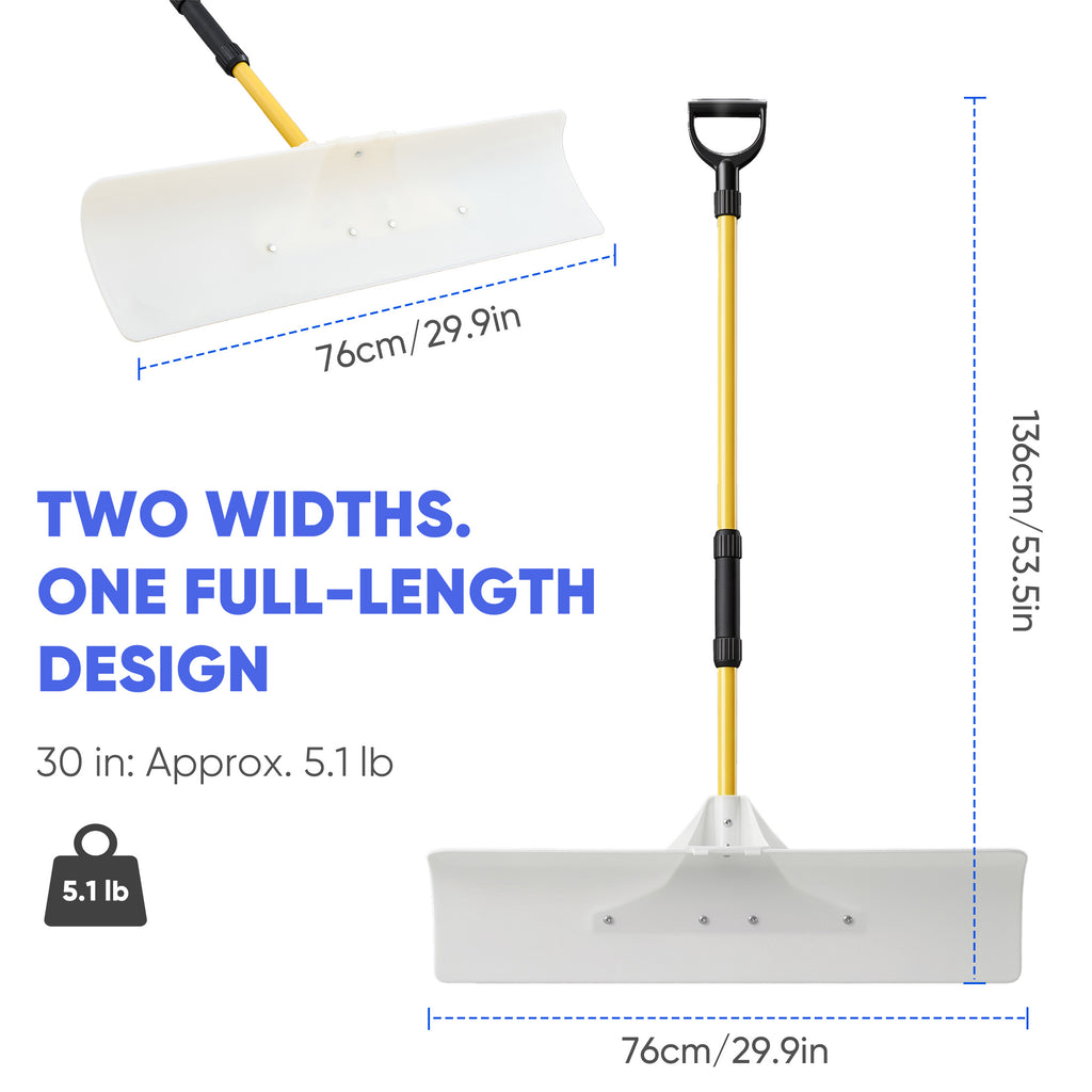 JIOABL 36 inch Snow Pusher, Reversible ABS Blade, Rust-Resistant Steel Handle, Manual Snow Plow with Multi-Point Fastening for Driveways ,Walkways and Yard
