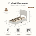 JIOABL Upholstered Platform Bed Frame with Adjustable Headboard, Teddy Fleece Fabric, No Box Spring Needed, White