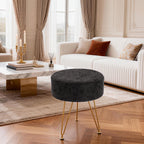 JIOABL Ottoman Foot Stool & Vanity Stool, 350lbs Capacity, Thick Cushion, Gold Metal Legs, for Bedroom & Living Room