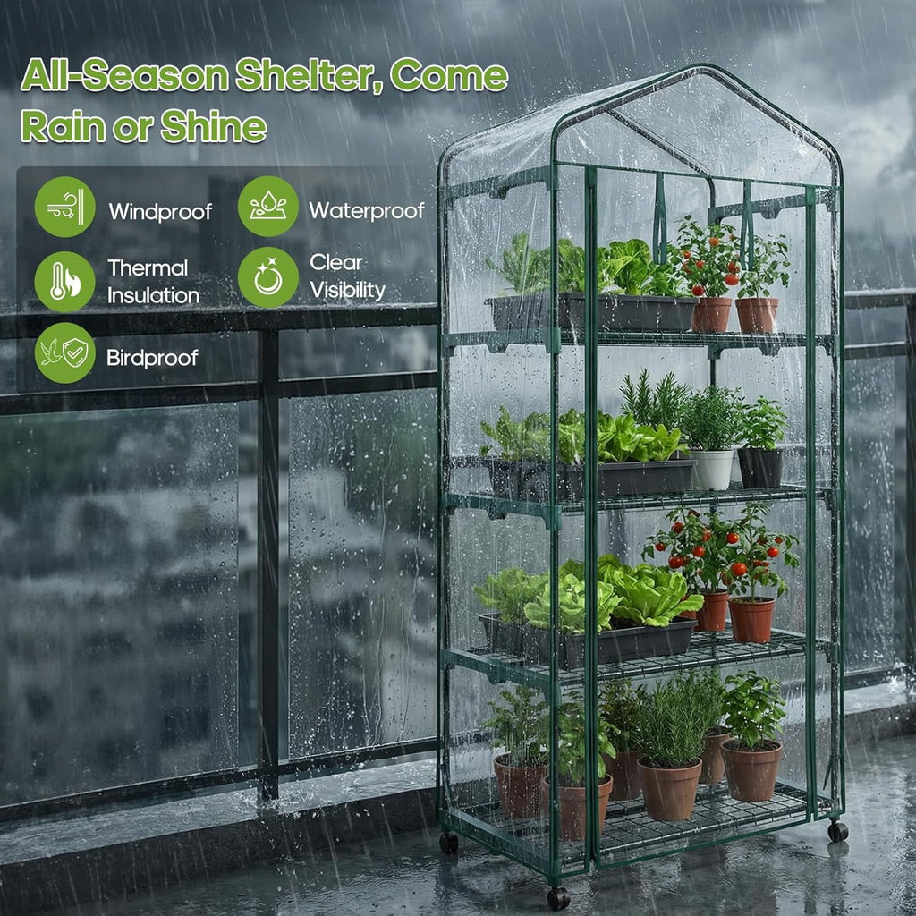 JIOABL Greenhouse with PE Cover, Portable Plant Grow House with Zipper Door & Steel Frame for Indoor Outdoor Garden