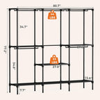 JIOABL Portable Clothes Rack with Shelves, Freestanding Closet Organizer with Hanging Rods for Bedroom, Entryway