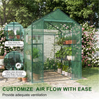 JIOABL 3-Tier Walk-In Greenhouse with PE Cover, Roll-Up Zipper Door & Side Windows, Steel Frame, Outdoor Plant Greenhouse for Garden, Patio, Green