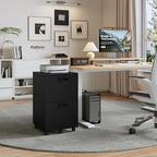 JIOABL 2 Drawer Rolling File Cabinet with Lockable Wheels, Mobile Printer Stand with Storage, Steel Frame, 1 Set