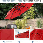JIOABL 10FT Solar LED Patio Umbrella with Tilt & Vent, 32 LED Lights, 8 Ribs, UV-Resistant & Water-Resistant for Garden, Deck, Patio