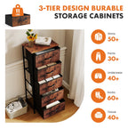 JIOABL 5-Drawer Fabric Dresser with Metal Frame and Wooden Top TV Stand - Perfect for Clothes, Living Room, Hallway, Entryway