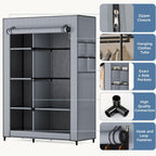 JIOABL Portable Clothes Rack with Shelves, Freestanding Closet Organizer with Hanging Rods for Bedroom, Entryway