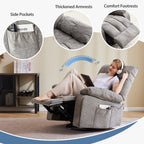 JIOABL Swivel Rocker Recliner Chair with Massage and Heat, Adjustable Recline, Chenille Fabric