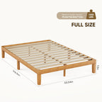 JIOABL Wood Bed Frame, 12in Wooden Platform Bed Frame with Support Slats, No Spring Needed, Storage Space Under Base, Natural Pine