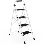 JIOABL 3 step ladder, 36-Inch Iron Step Stool with Non-Slip Pedals and Handrails - Portable Heavy Duty Steel Ladder for Kitchen, Garage, and Outdoor Use - Black