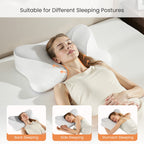 JIOABL Ergonomic Contour Memory Foam Pillows, Cervical Neck Pillow with Cooling Case for Neck Pain Relief