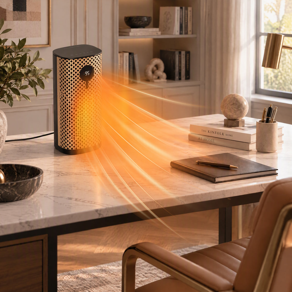 JIOABL Square Desktop Heater | 1500W, 5 Working Modes, 70° Oscillation, Quiet, Tip-Over and Overheat Safety Protection