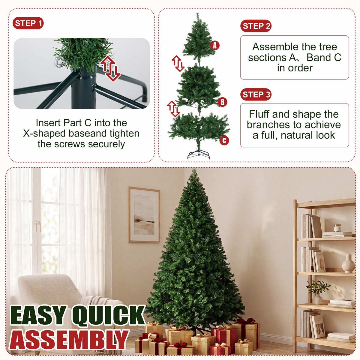 JIOABL Spruce Artificial Christmas Tree for Home, Office, and Party Decor