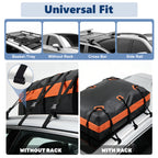 JIOABL Waterproof Car Roof Bag, 15 Cu Ft Rooftop Cargo Carrier with 6 Safety Hooks, Anti-Slip Mat, Lock, and Storage Bag for Cars & SUVs