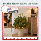 JIOABL Lighted Christmas Urn Filler, 24 in Artificial Pine Branches with 50 Warm White LEDs, 8 Modes and Timer, Indoor Outdoor Decor