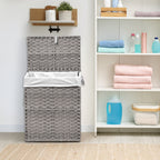 JIOABL Laundry Hamper with Lid, Clothes Hamper with Removable Liner Bags, Synthetic Rattan Laundry Basket for Clothes Toys in Bathroom Bedroom