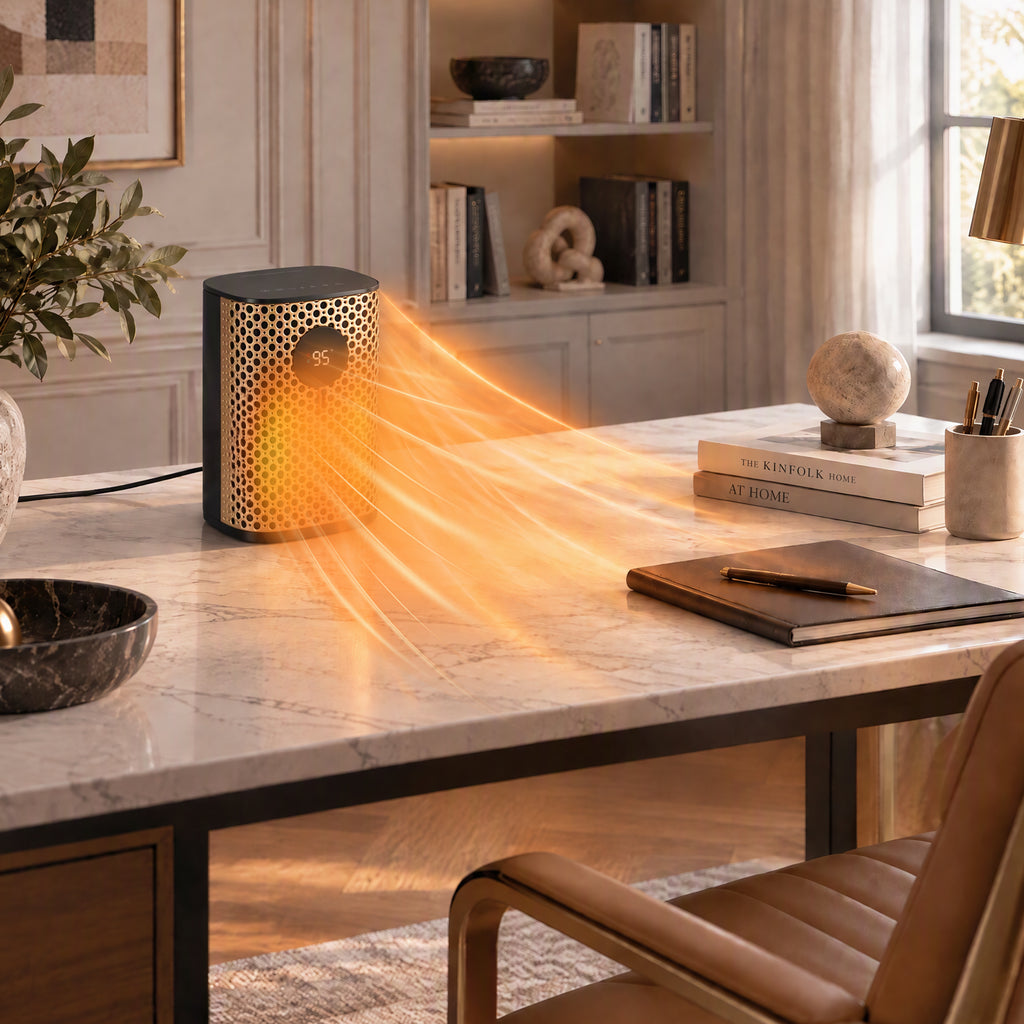 JIOABL Square Desktop Heater | 1500W, 5 Working Modes, 70° Oscillation, Quiet, Tip-Over and Overheat Safety Protection