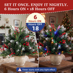 JIOABL Lighted Christmas Urn Filler, 24 in Artificial Pine Branches with 50 Warm White LEDs, 8 Modes and Timer, Indoor Outdoor Decor
