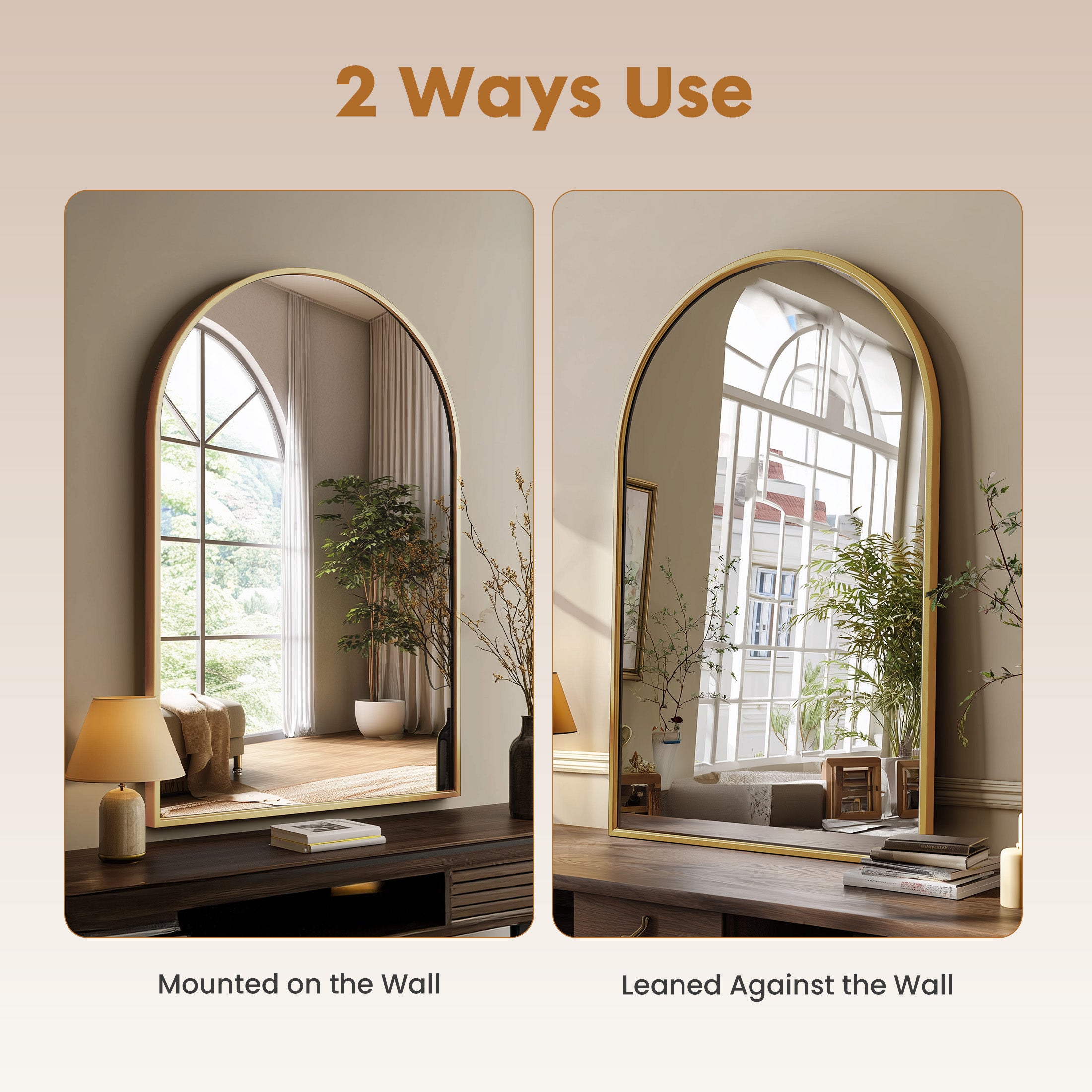 MCQ  Shatterproof Bathroom Mirror with Black Metal Frame - Tempered Glass, 2 Sided, Anti-Rust for Vanity Wall Decor