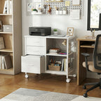 JIOABL 3-Drawer Mobile File Cabinet - Stylish Rolling Storage Solution with Open Shelf for Home Office