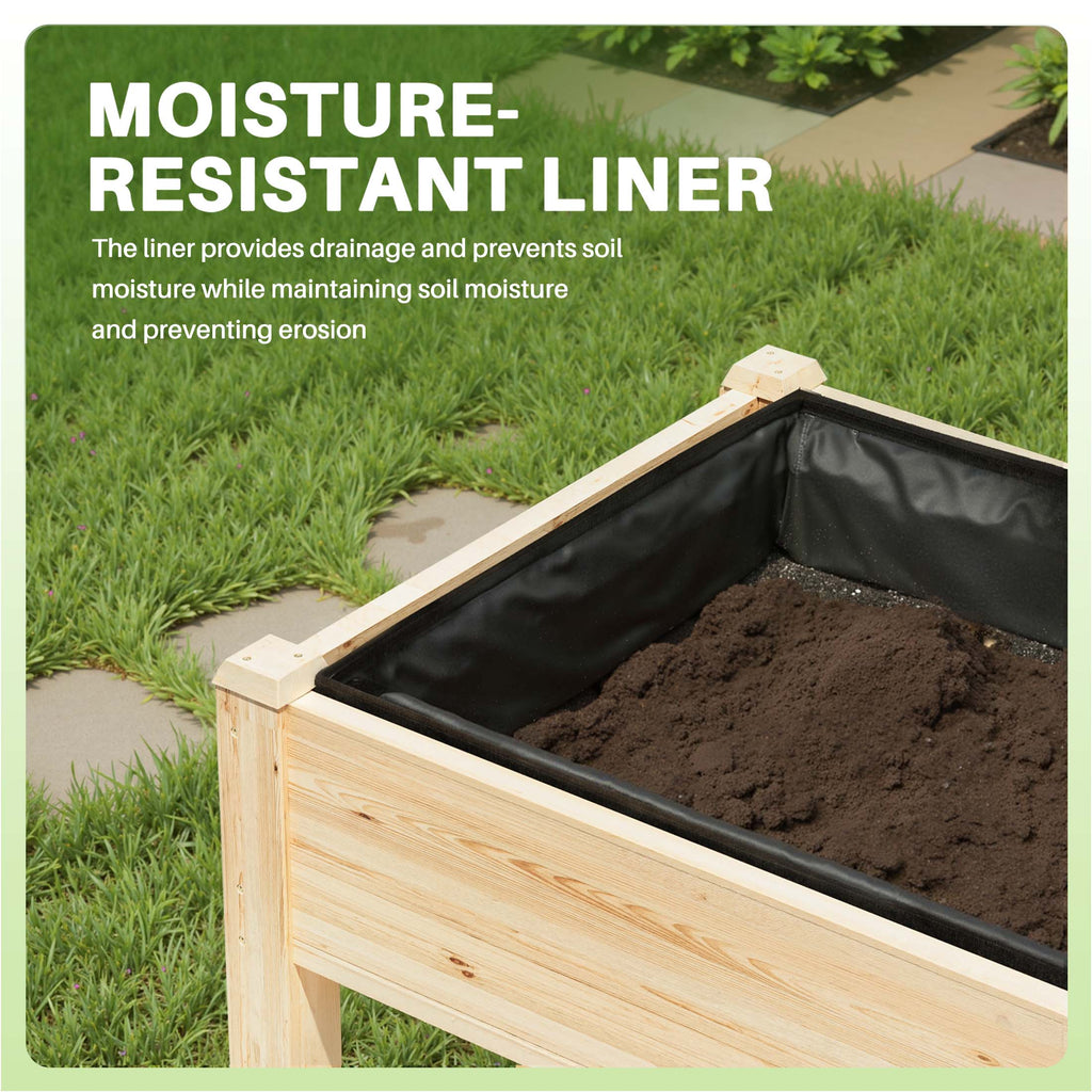 JIOABL Raised Garden Bed with Legs, Elevated Planter Box w/Bed Liner for Herbs Flowers Vegetables