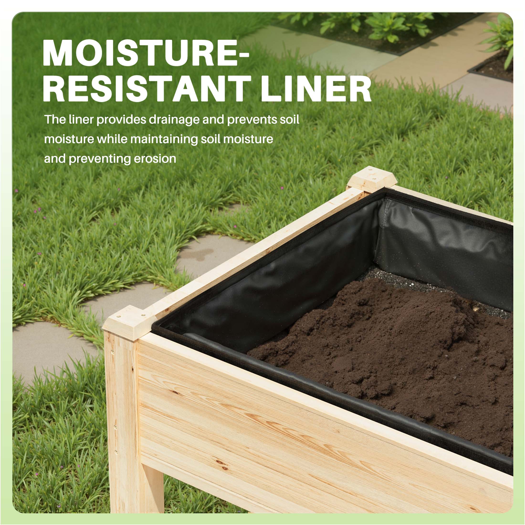 JIOABL Raised Garden Bed with Legs, Elevated Planter Box w/Bed Liner for Herbs Flowers Vegetables