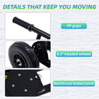 JIOABL 36 inch Snow Pusher with Wheels, Galvanized Steel Snow Plow, Adjustable Blade Angle & Handle for Driveway, Sidewalk & Walkway