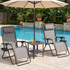 JIOABL 2pcs Adjustable Zero Gravity Chair with Pillow and Cup Holder,Patio Outdoor Foldable Lawn Lounge Chairs, Metal
