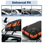 JIOABL Waterproof Car Roof Bag, 15 Cu Ft Rooftop Cargo Carrier with 6 Safety Hooks, Anti-Slip Mat, Lock, and Storage Bag for Cars & SUVs