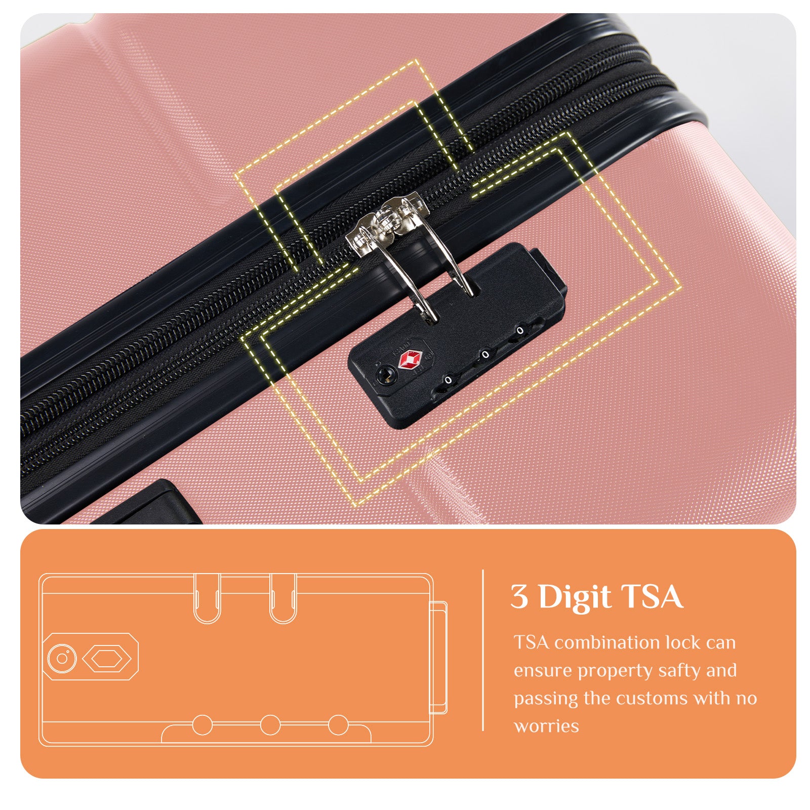 JIOABL Carry on Luggage, Hard Shell ABS Suitcase with Double Spinner Wheels, Lightweight Expandable Rolling Suit Case with TSA Lock