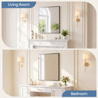 JIOABL Rectangular Shatterproof Tempered Glass Mirror, Aluminum Alloy Frame for Bedroom, Hallway, Living Room