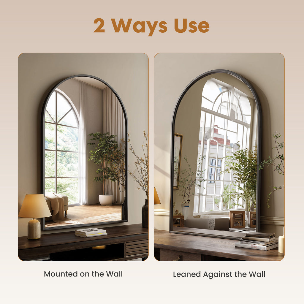 MCQ  Shatterproof Bathroom Mirror with Black Metal Frame - Tempered Glass, 2 Sided, Anti-Rust for Vanity Wall Decor